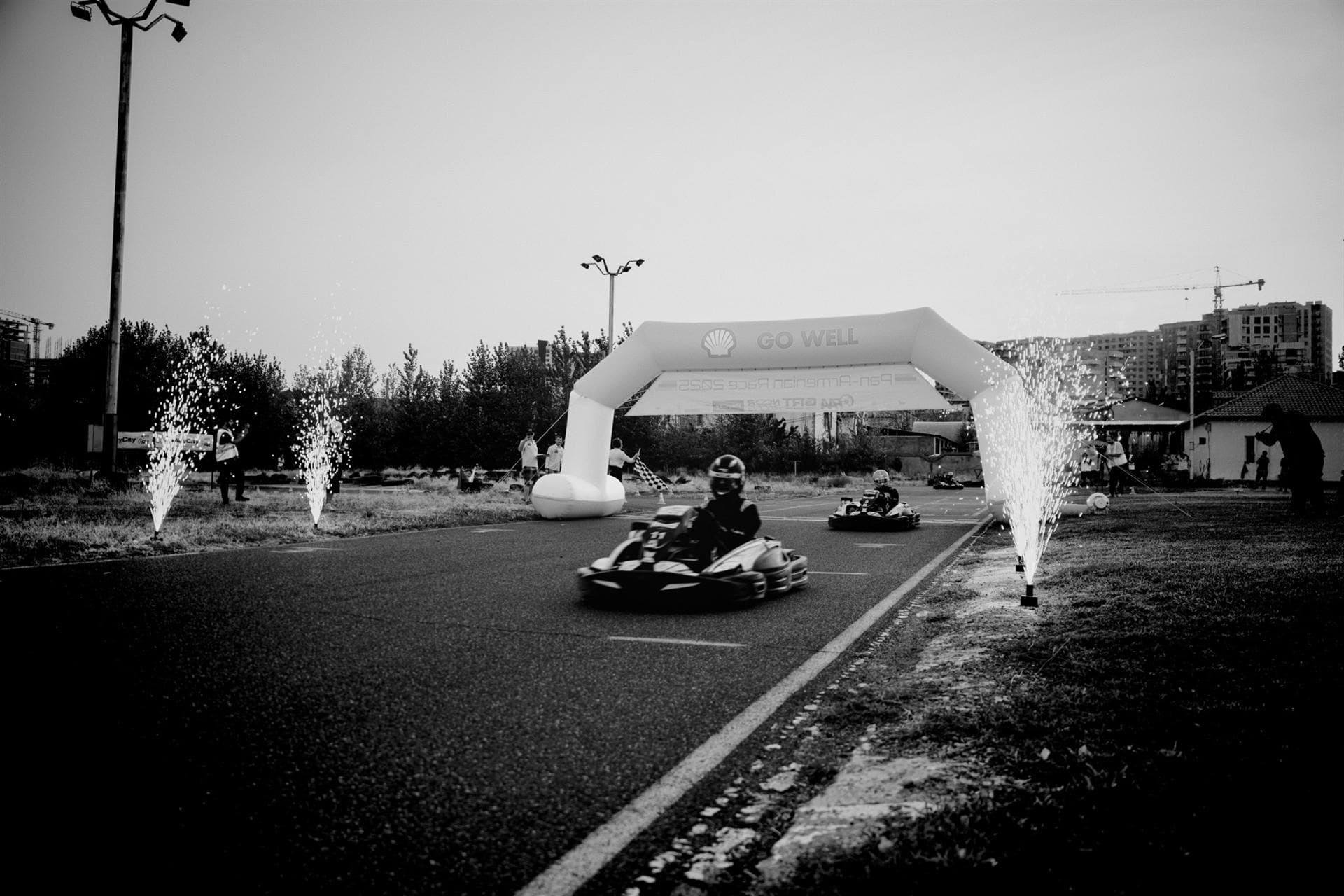 Karts on the grid at the start of a GRT Karting event, PlayCity, Yerevan
